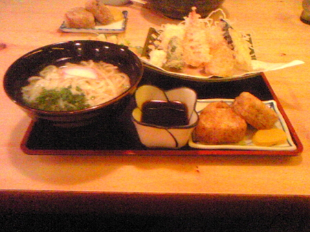 晩飯♪♪　手打ちうどん定食